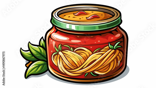 Jar of spaghetti sauce isolated on white background. Very beautiful