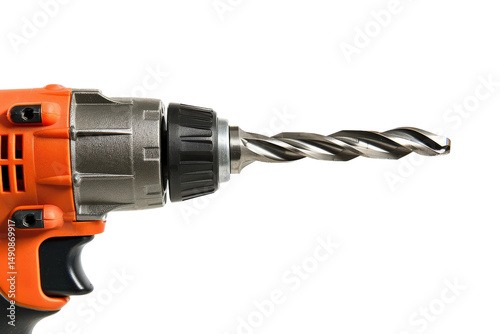 Power drill showing drill bit and grip in close detail photo