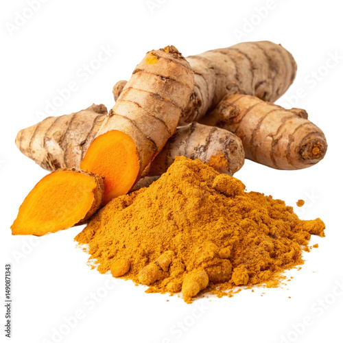 turmeric powder on white background
