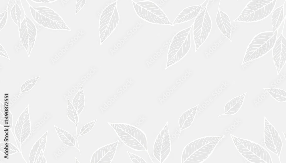 Stylish light grey vector seamless texture of organic plant line art leaves, drawing, modern Stylish light grey vector seamless texture of organic plant line art leaves, drawing, modern