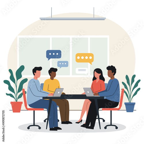 Group Presentation with Growth Chart on Screen