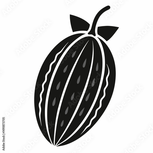 Bitter Melon Silhouette icon on white background