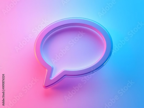 Experience a vibrant digital backdrop with a subtly shimmering, glossy speech bubble icon in captivating blue and pink gradient tones, perfect for modern designs.