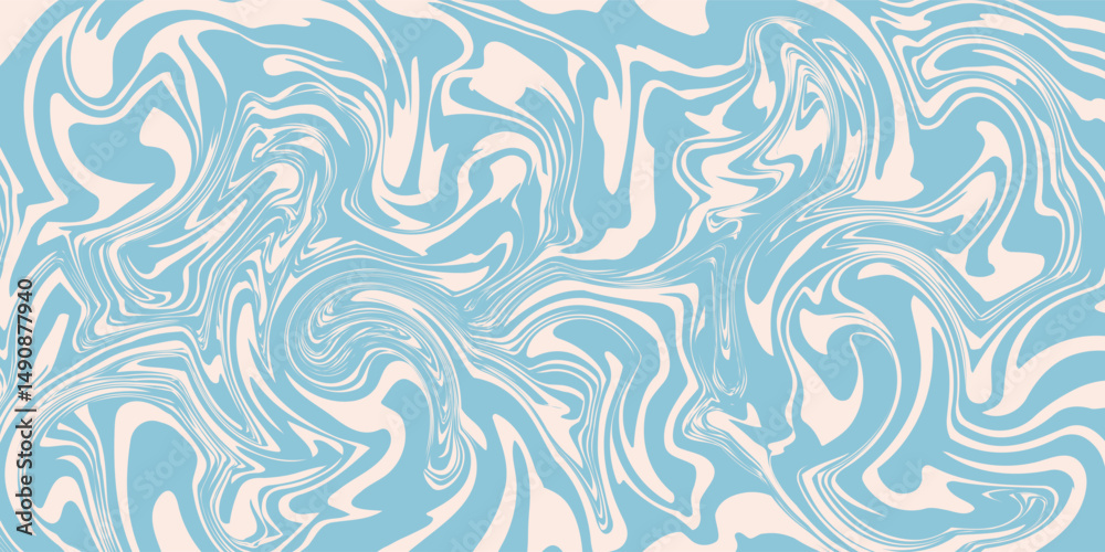 Blue and beige diagonal wavy lines seamless pattern. Simple vector abstract liquid stripes background. Funky groovy texture with diagonal waves, fluid shapes, flow. Stylish repeated decorative design Blue and beige diagonal wavy lines seamless pattern. Simple vector abstract liquid stripes background. Funky groovy texture with diagonal waves, fluid shapes, flow. Stylish repeated decorative design