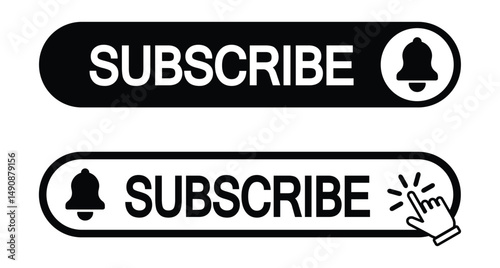 subscribe button icon vector. red subscribe button and cursor icon. subscribe button to channel social media, marketing, blog. Vector illustration for mobile app, ui and website