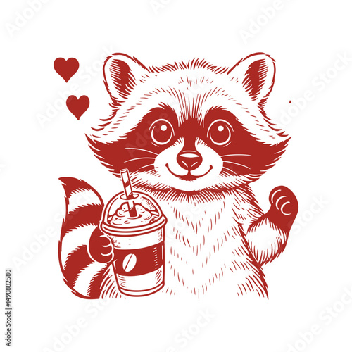 Raccoon with Candy Cane