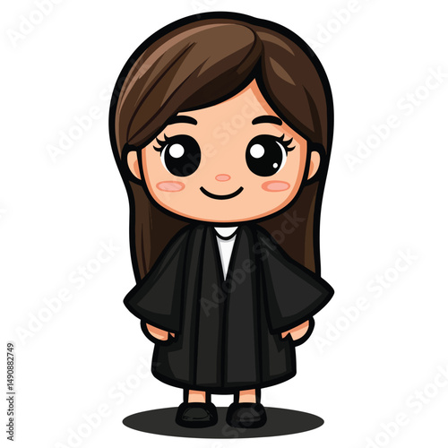 Adorable Cartoon Judge Character in Formal Attire