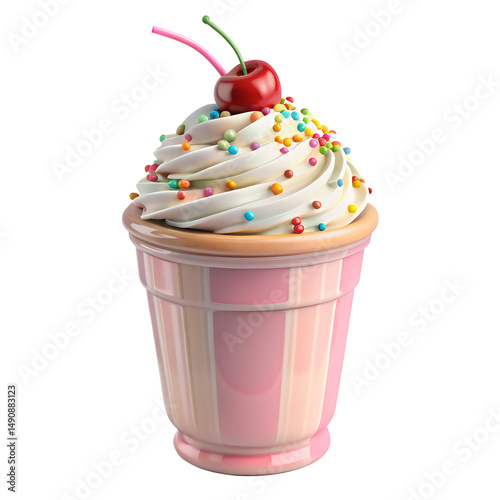 cupcake with whipped cream isolated on white background. PNG Transparent file type with high definition quality And vibrant color grading Available.