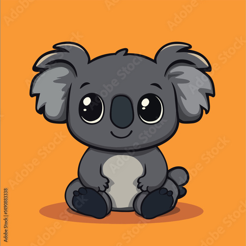 Adorable Cartoon Koala with Large Eyes and a Gentle Smile