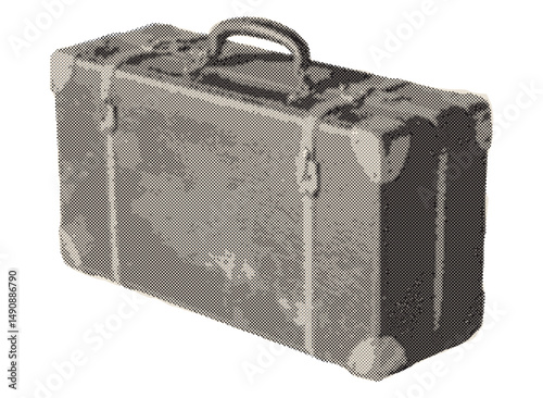 Retro Halftone Suitcase Illustration with Vintage Texture