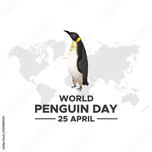 World Penguin Day. Save the Penguins. World penguin day April 25 vector illustration, suitable for web banner poster or card campaign.