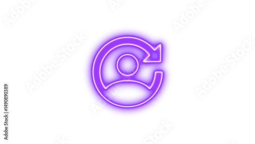 Glowing Neon User Refresh Icon, Neon account reactivate icon glow with transparent background