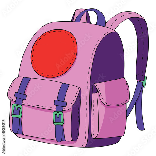 Academic backpack isolated vector illustration