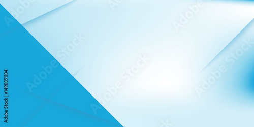 Panoramic abstract blue background for product presentation with sunlight and blurred shadows wall. Winter background.