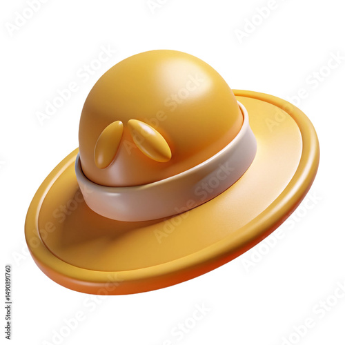 A stylish 3D yellow pith helmet beckoning for grand adventures perfect for sunny days and exploration rendered with