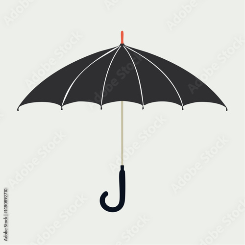 Isolated umbrella, a classic rain protection object with a handle