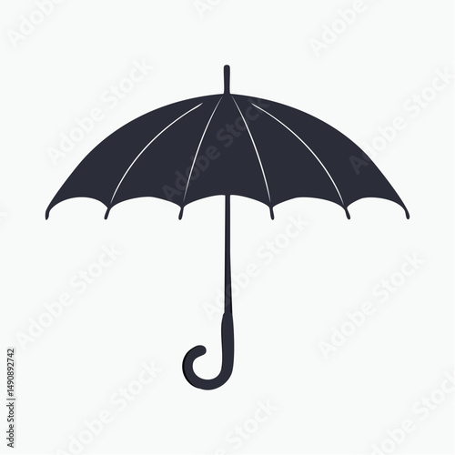 Black umbrella icon on white background showing classic rain protection