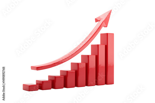 Free Download Red 3D curved arrow chart symbolizing financial increase Isolated on transparent Background - GFXLoad