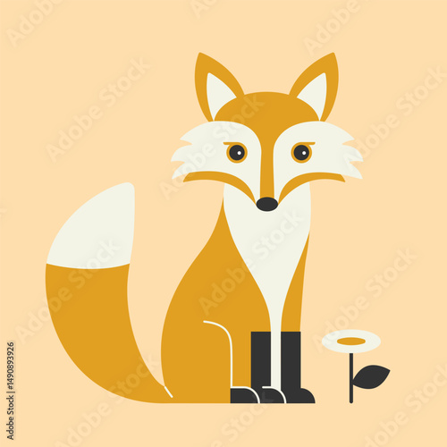 Sitting fox vector illustration. A beautiful and graceful animal