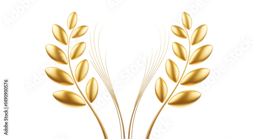 Golden Wheat Stalks Design Element for Award or Emblem
