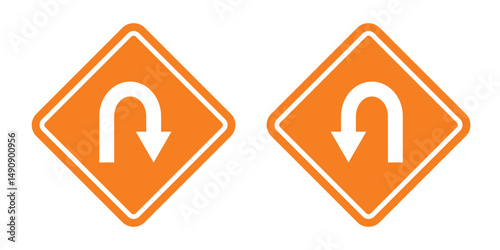 U turn sign vector art white background. Vector U-Turn Road sign with turn symbol. Arrow, direction, U Turn icon. u turn arrow flat vector icon from u turn arrow collection for web, mobile apps and UI