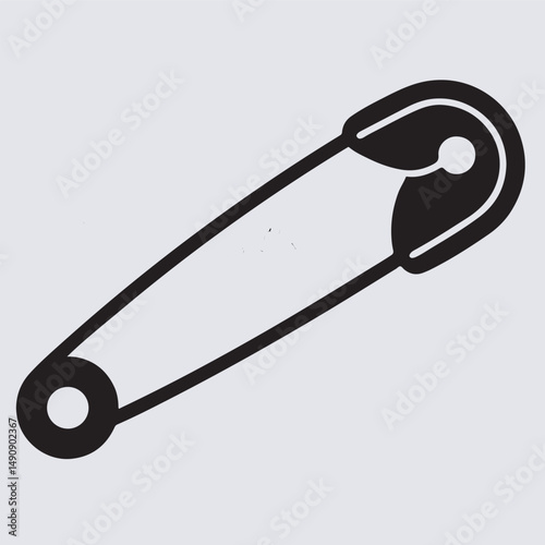 safety pin silhouette vector art illustration, safety pin isolated on white background
