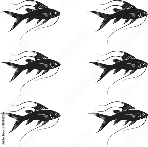 Drift fish. Silhouette vector drift fish on white background. 