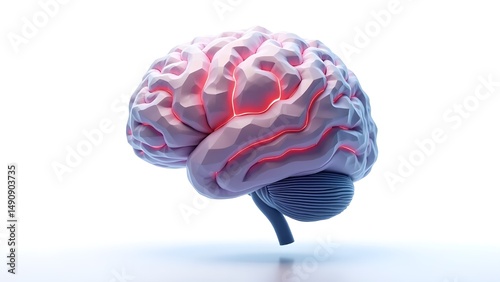 Human Brain with Glowing Neural Pathways