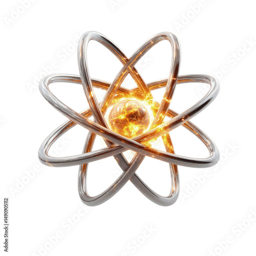 Glowing Atomic Structure 3D Render of an Atom