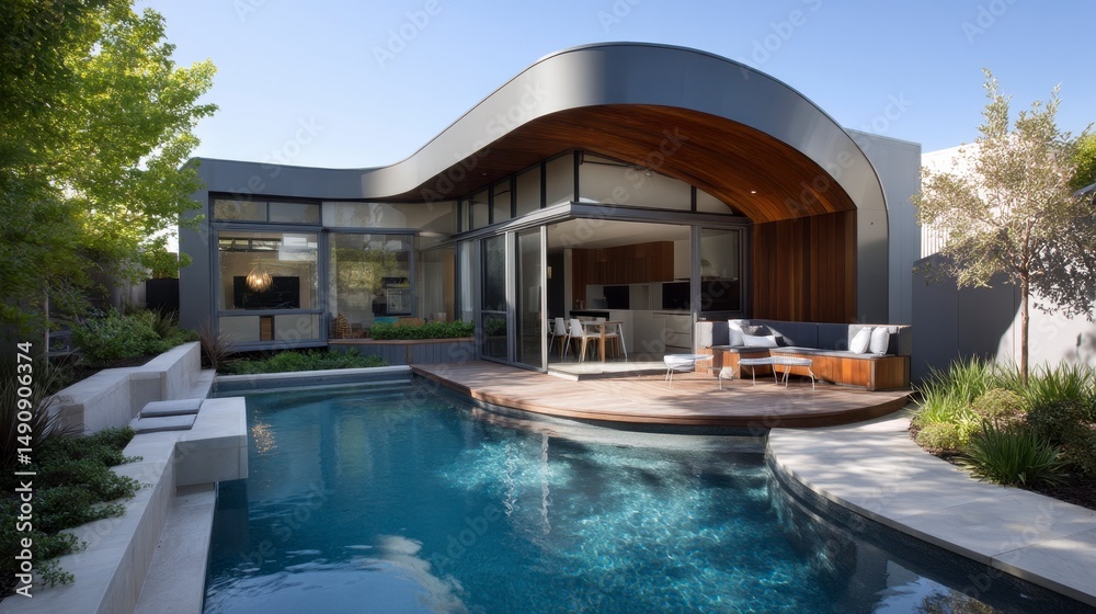 Obraz premium Modern home with swimming pool