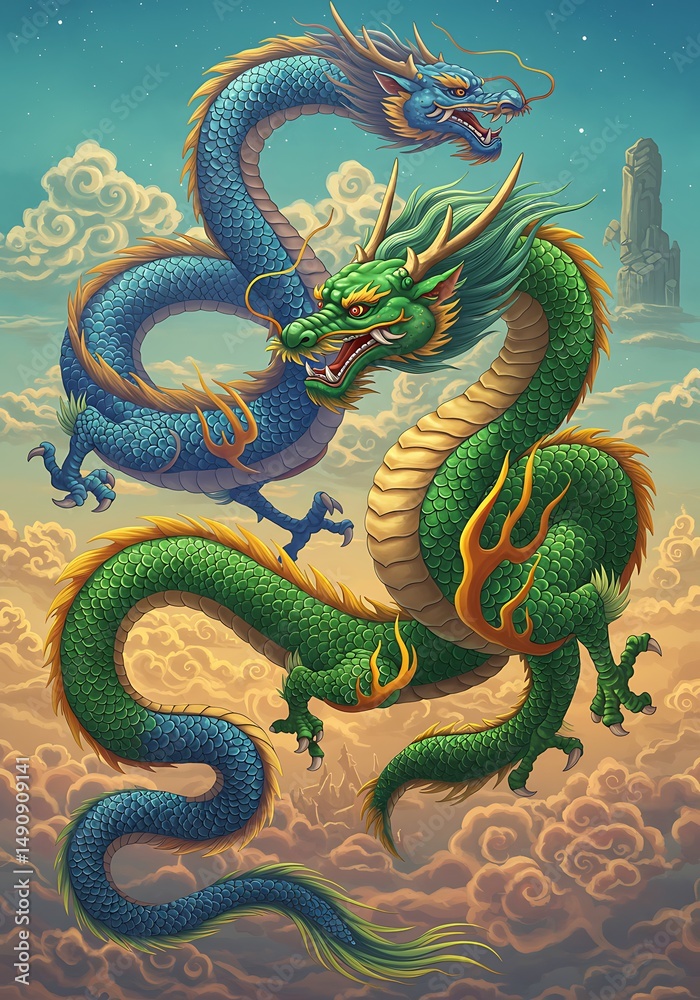 Fototapeta premium Celestial Dragon Dance