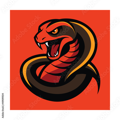 Cobra Snake Illustration in Coiled Attack Pose