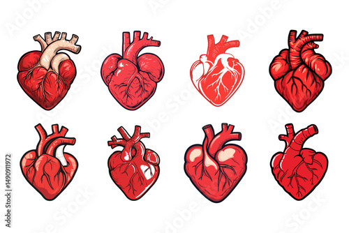 Human Heart Illustration Set – Anatomical and Medical Vector Collection