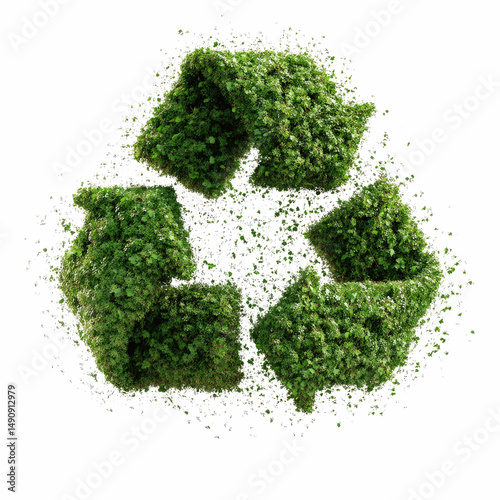 Lush Green Recycle Symbol Formed from Foliage on