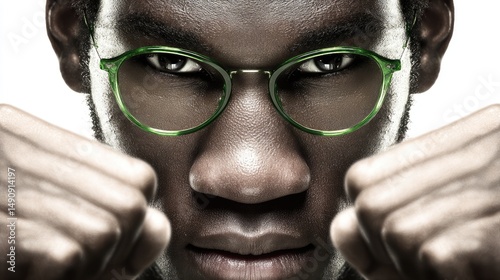 an African American male boxer with short hair