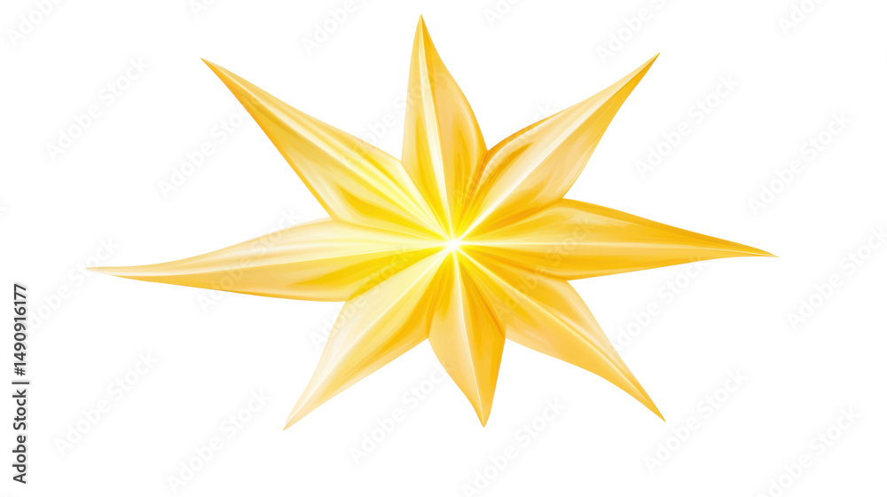 Fototapeta premium Bright Yellow Star Shape with Pointed Tips for Creative Design and Decoration Purposes