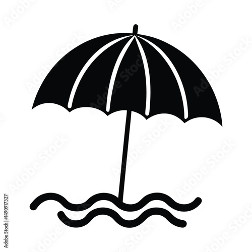 A beach umbrella silhouette vector art illustration