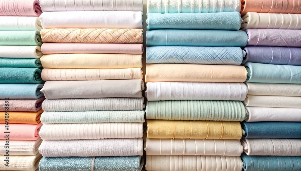Stacked Pastel Fabric Rolls Stacked Pastel Fabric Rolls