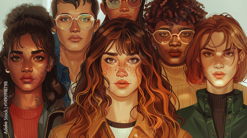 A digital artist drawing inclusive avatars of people with various visible disabilities and identities.