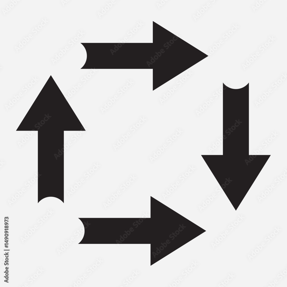 Black Circular Arrow Set for Process and Direction Black Circular Arrow Set for Process and Direction
