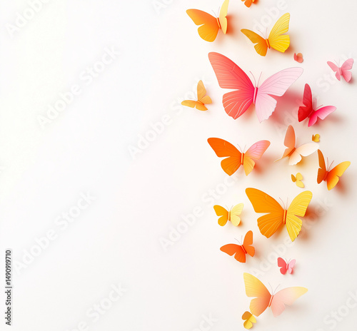 3D butterflies on a white background