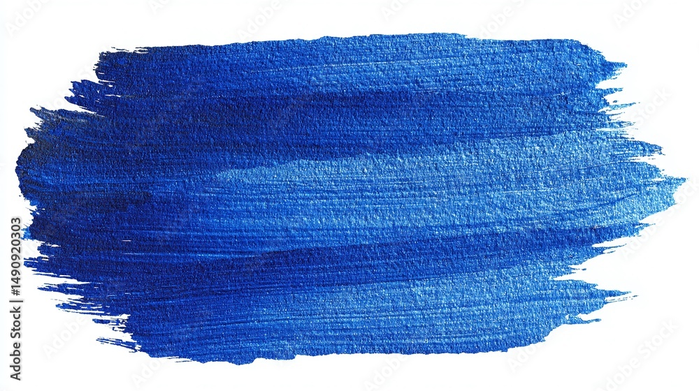 Fototapeta premium Bold blue brushstroke on white. Texture and depth in color. Abstract painting technique. Ideal for background or design elements.