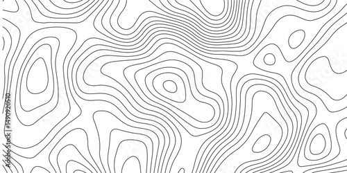 White topology and topography vector design abstract background contour map texture for print works . black curve line background with wave shape vector illustration