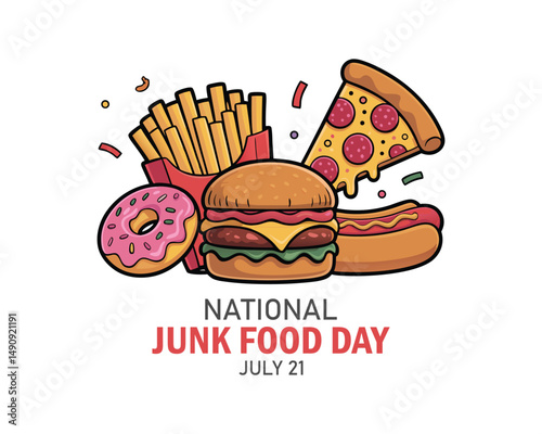 vector graphic of national junk food day good for national junk food day celebration. flat design. flyer design. flat illustration.