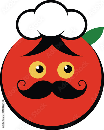 funny cartoon chef with red pepper