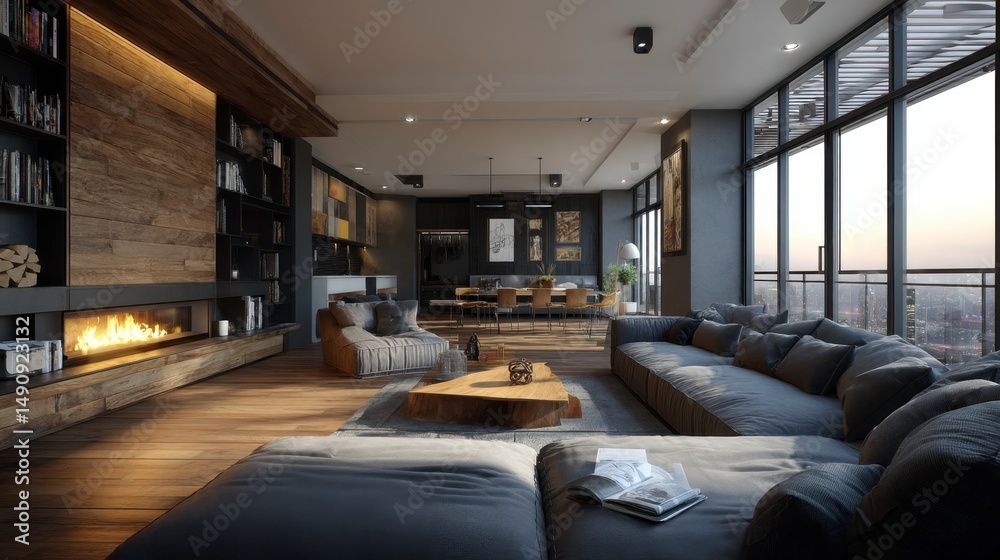 Fototapeta premium Modern interior living room design