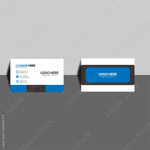 Wallpaper Mural Clean Blue and White Business Card Template with Black Accents Torontodigital.ca