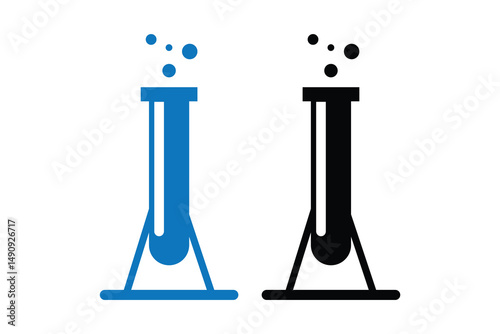 Bunsen burner art silhouettes with white background