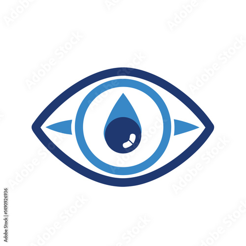 Eye Drop Medical Logo with Eye and Liquid Drop Icon