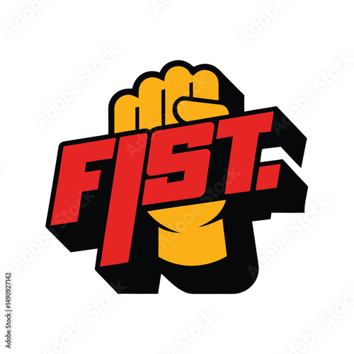 Fist Punching Through Gym Logo with High Impact Design